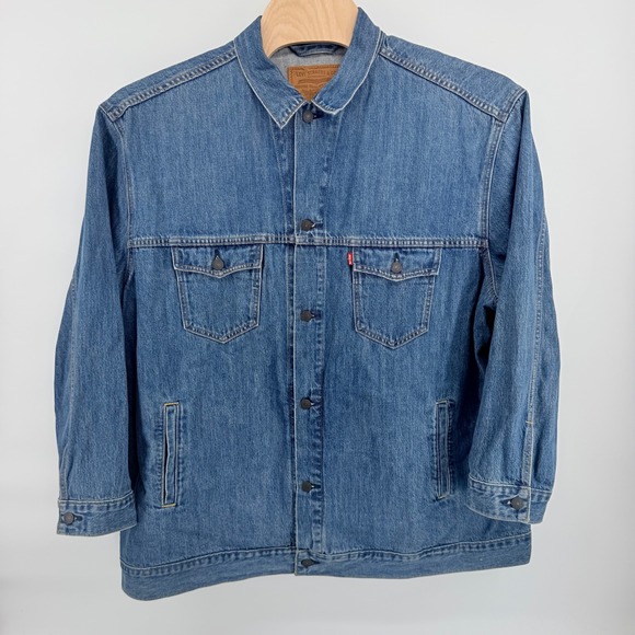 Levi's Premium Other - Levi's Premium Denim Trucker Jacket Mens M Blue Medium Wash Cotton Button Front
